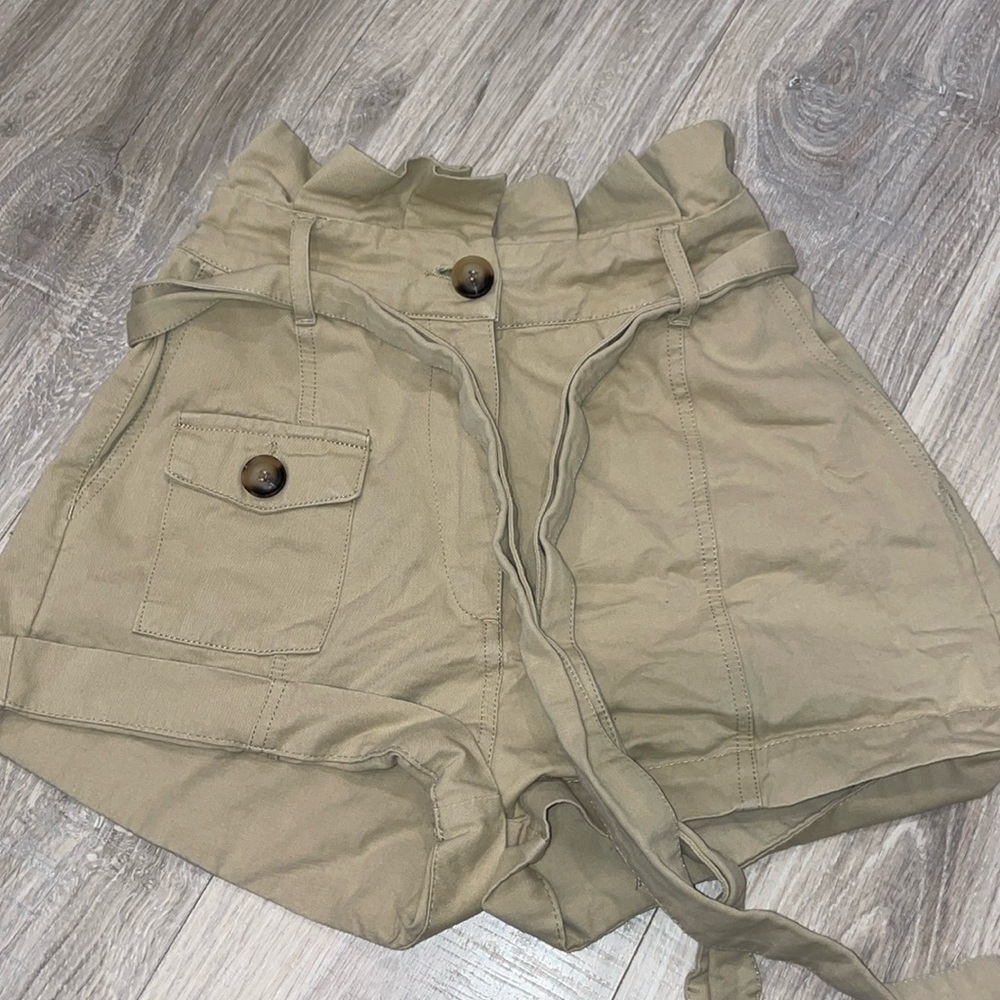 JLUXLABEL TAN PAPERBAG SHORTS